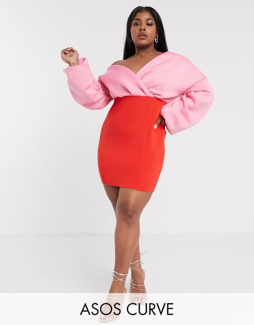 Asos red 2025 and pink dress