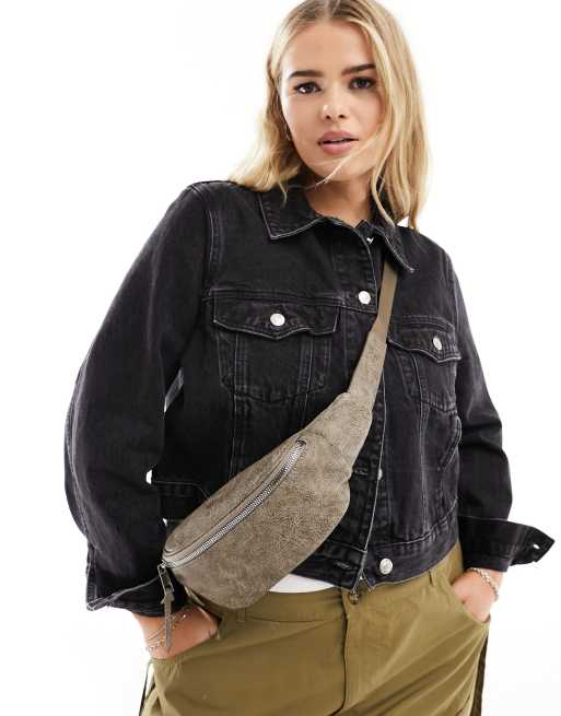 ASOS DESIGN Curve fanny pack in washed gray