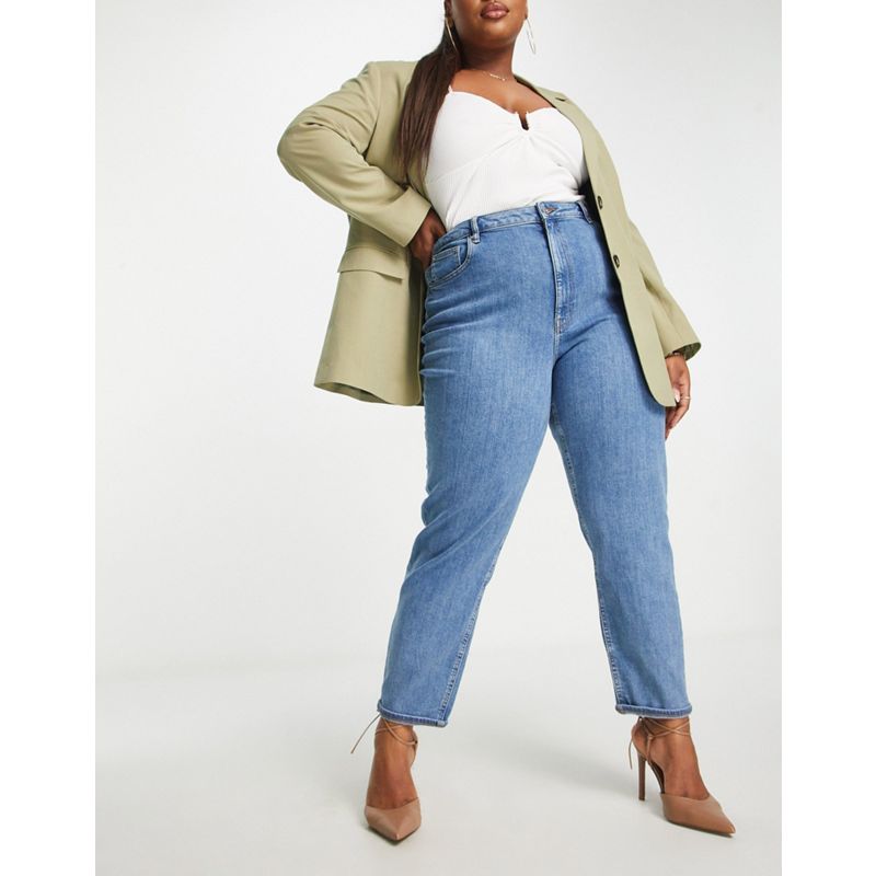 Donna PBZow DESIGN Curve - Farleigh - Mom jeans slim a vita alta lavaggio medio