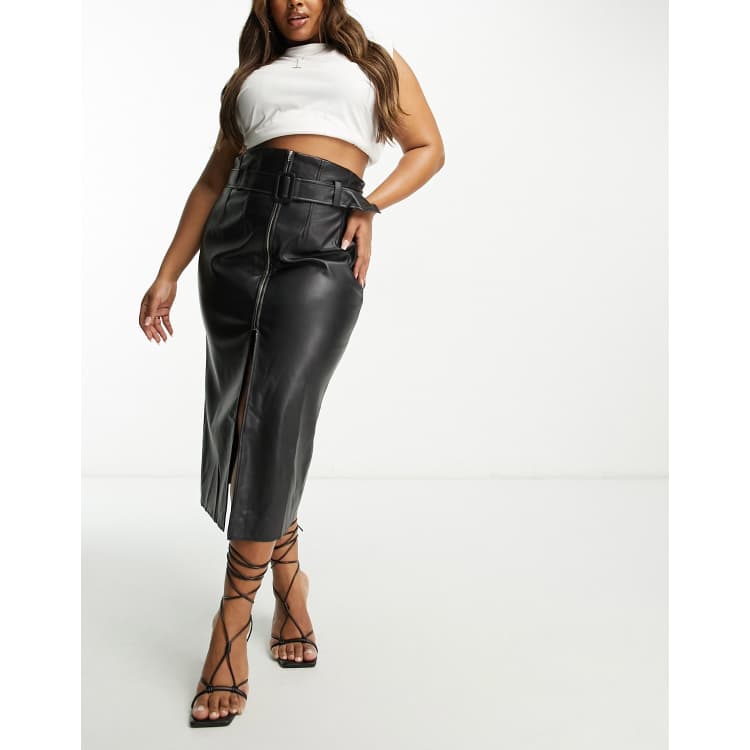 Asos faux 2025 leather midi skirt