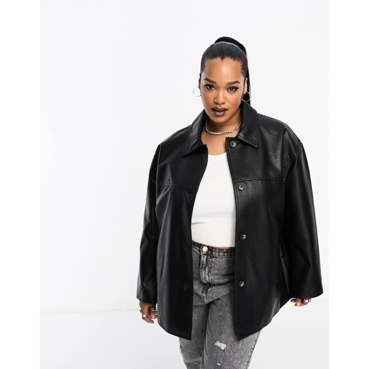 Clean faux hot sale leather jacket