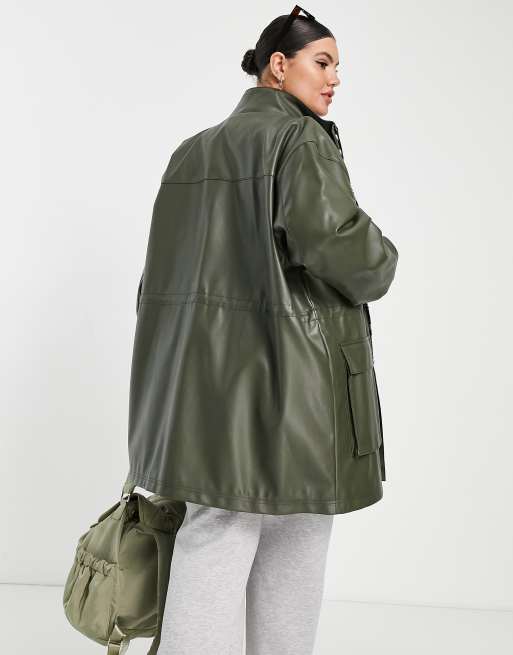 Faux store leather parka