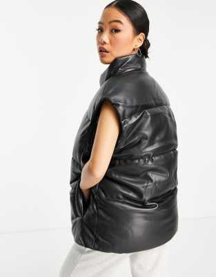 leather puffer vest