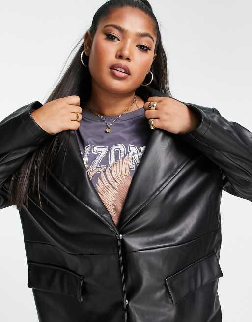 Asos plus size hot sale leather jacket