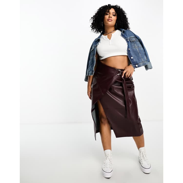 Asos midi 2024 leather skirt