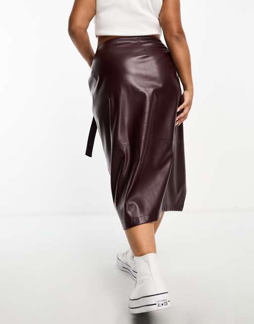 Asos curve leather on sale skirt