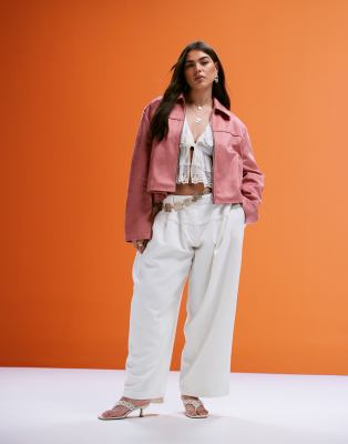 ASOS CURVE ASOS DESIGN CURVE FAUX SUEDE TOP COLLAR JACKET 