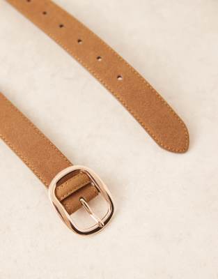 Asos Curve Asos Design Curve Faux Suede Waist And Hip Jeans Belt In Brown