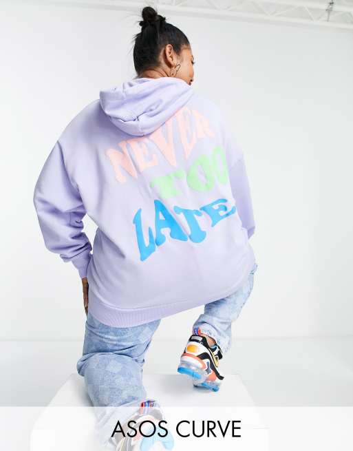 ASOS DESIGN Curve - Felpa con cappuccio oversize con grafica stampata 
