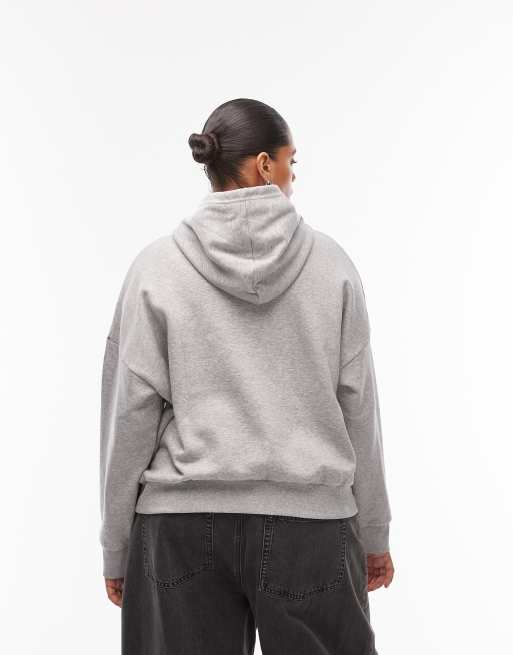 ASOS DESIGN Curve - Felpa con cappuccio oversize grigio mélange con interno spazzolato, 4 di 4