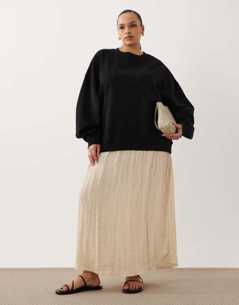 ASOS DESIGN Curve - Felpa con sottoveste midi ibrida testurizzata monocromatica - view 1