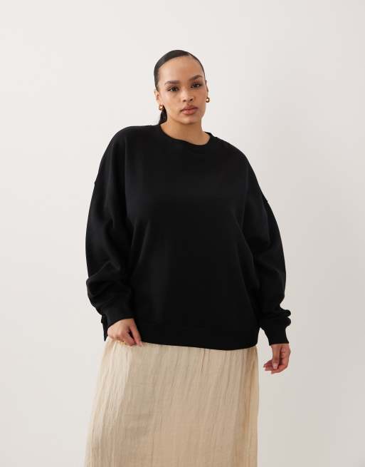 ASOS DESIGN Curve - Felpa con sottoveste midi ibrida testurizzata monocromatica, 2 di 4