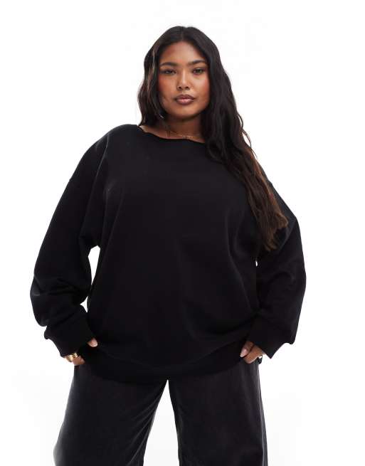 ASOS DESIGN Curve - Felpa con spalle scoperte nera