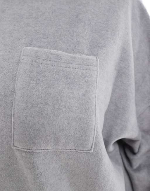 ASOS DESIGN Curve - Felpa da casa mix & match in pile grigio chiaro, 3 di 4