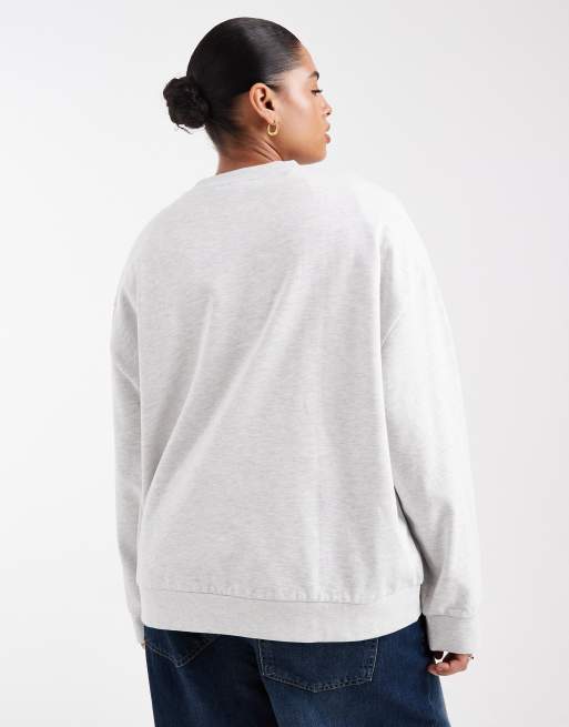 ASOS DESIGN Curve - Felpa oversize grigio ghiaccio mélange con grafica Pilates Studio, 2 di 4