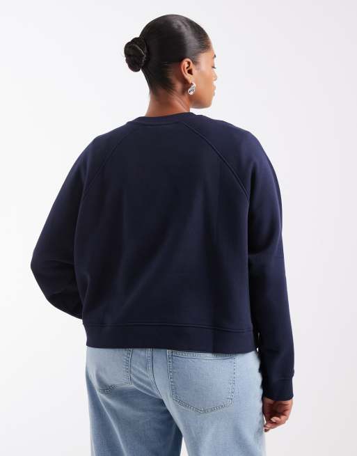 ASOS DESIGN Curve felpa regular raglan con rovescio felpato navy, 4 di 4