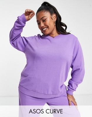 ASOS DESIGN Curve sweatshirt in purple - ASOS Price Checker