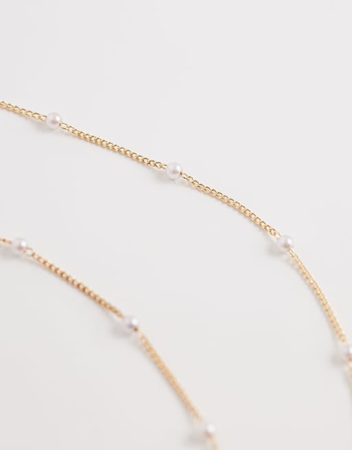 ASOS DESIGN Curve – Filigrane Lariat-Halskette in Goldoptik mit Zierperlen, 4 von 4