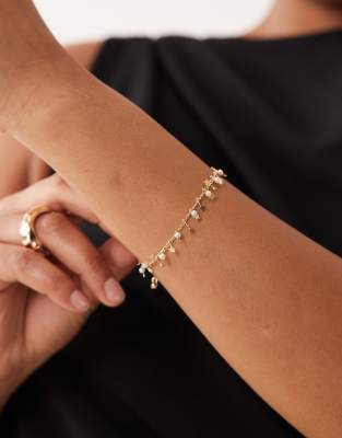 Asos Curve Asos Design Curve Fine Chain Bracelet With Mini Stars And Faux Pearls In Gold