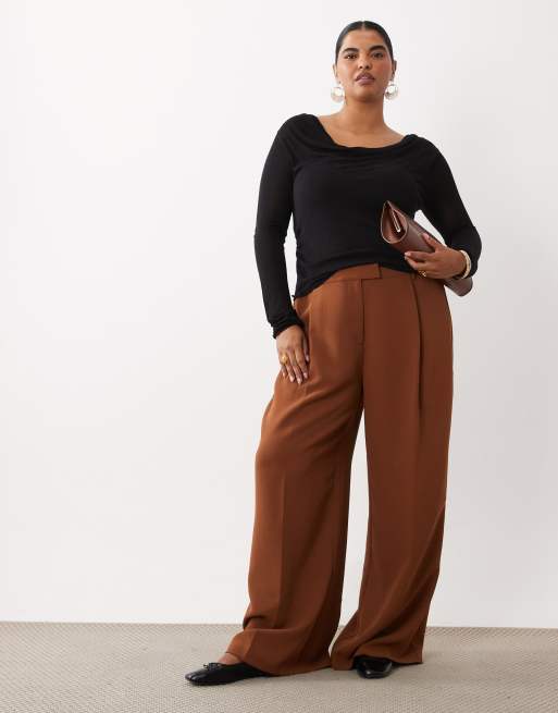 ASOS DESIGN Curve fine knit cowl neck draped top in black, 2 of 4