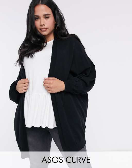 ASOS DESIGN Curve - Finstickad kofta i lång modell