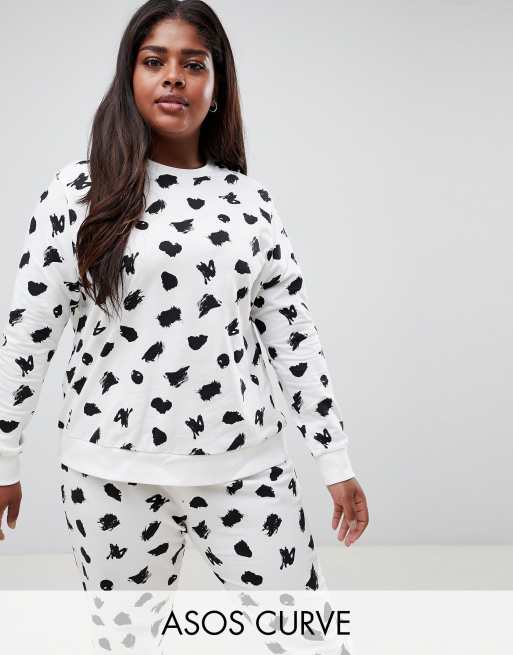 ASOS DESIGN - Curve - Lounge smudge - Sweatshirt och mjukisbyxor, 2 av 3