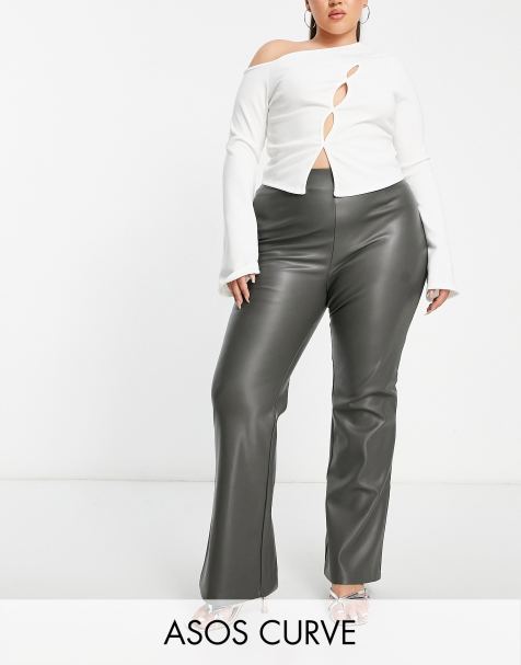 Faux Leather High Waist Flare Pants