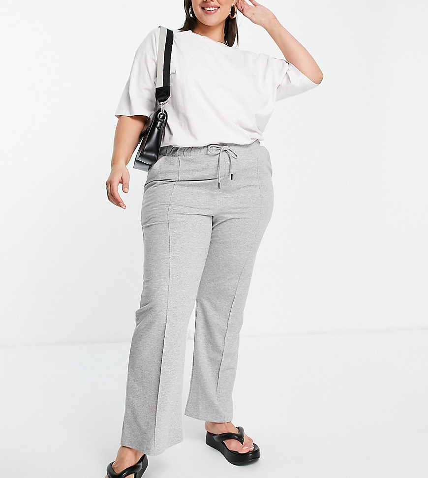 ASOS DESIGN Curve flare jogger with pintuck in grey marl