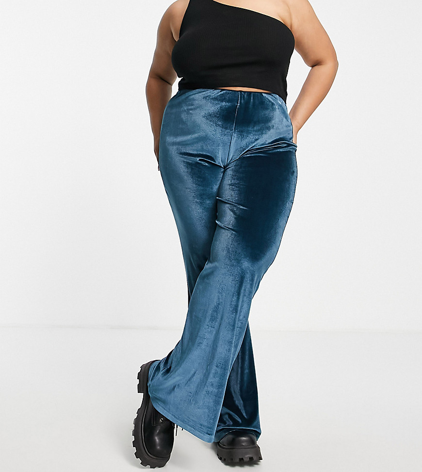 Plus-size trousers by ASOS DESIGN Waist-down dressing High rise Elasticated waist Flared slim fit