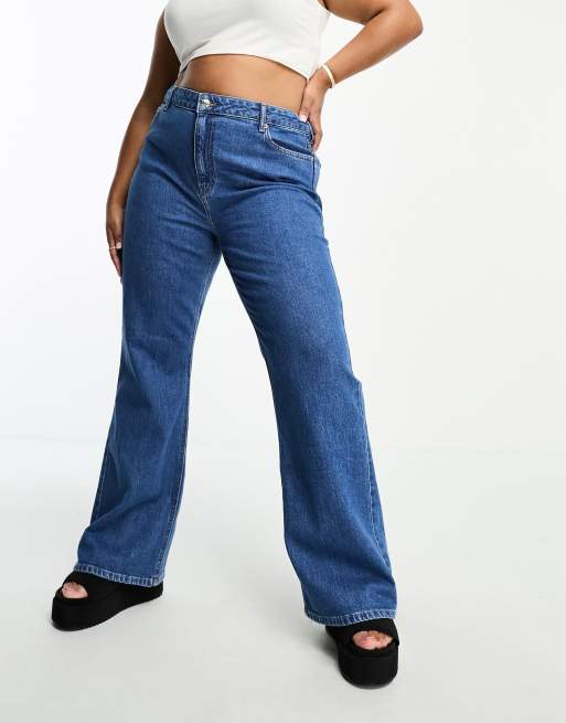 Flared Fit Low waist Jeans, Medium Blue