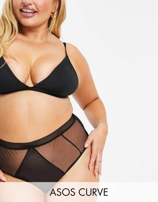 ASOS DESIGN Curve – Fleur – Minimalistischer, brasilianischer Slip aus Netzstoff mit hoher Taille