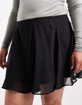 Asos Curve Asos Design Curve Flippy Chiffon Mini Skirt In Black