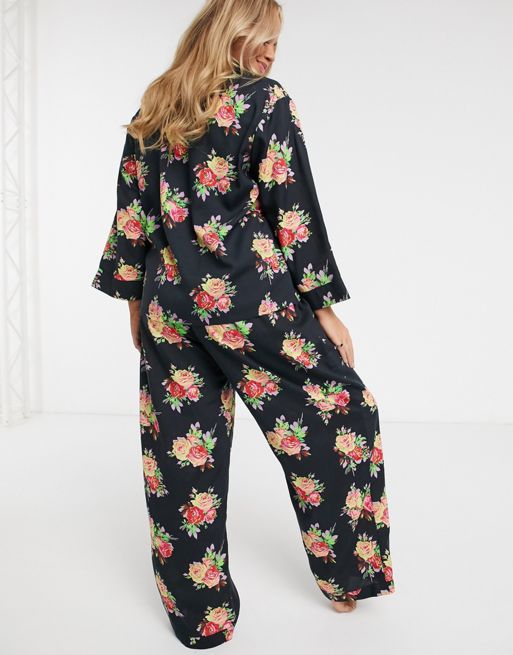 ASOS DESIGN Curve floral shirt & pant pyjama set in 100% modal | ASOS