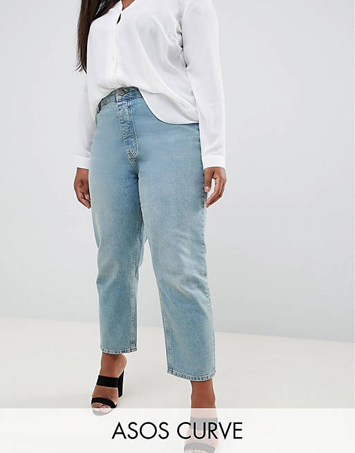 ASOS DESIGN Curve florence authentic straight leg jeans in light green ...