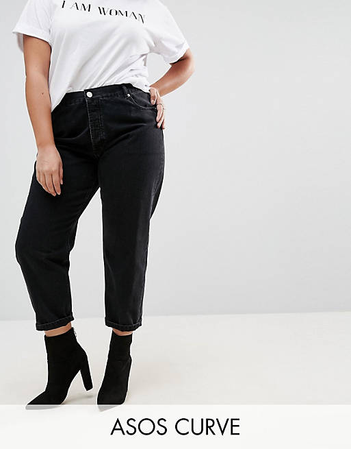 ASOS DESIGN Curve Florence authentic straight leg jeans in washed black