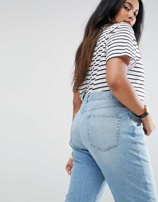 ASOS DESIGN Curve – Florence – Niebieskie klasyczne jeansy z prostymi nogawkami, 3 z 4