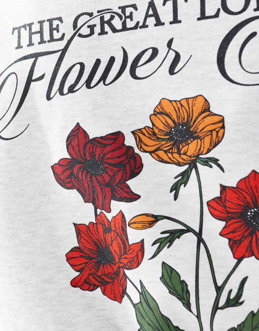 ASOS DESIGN curve flower show graphic sweatshirt in ice heather, 4 of 4