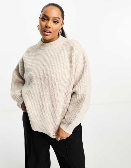 ASOS DESIGN longline sweater with high neck in stripe