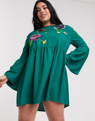 asos plus size green dress
