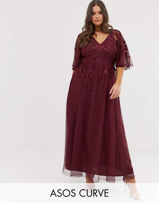 Asos design maternity flutter sleeve maxi dress hotsell in embroidered mesh