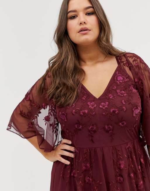 Asos design maternity flutter sleeve 2024 maxi dress in embroidered mesh