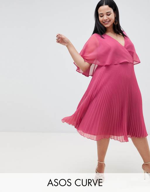 ASOS DESIGN Curve flutter sleeve midi dress with pleat skirt | ASOS