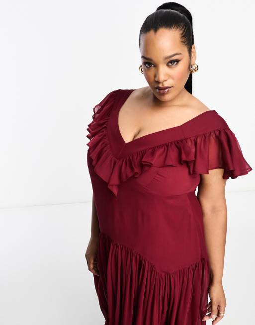 strapless open back dress Primavera Couture 14044 Long Prom Dress Plus Size Corset Sequin Plunging Neckline Fitted Formal Gown 22 / Red main image 0