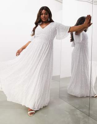 Dresses by ASOS EDITION Aisle approved V-neck Flutter sleeves Regular fit