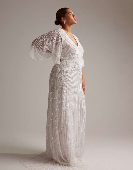 Asos flutter sleeve outlet wedding dress