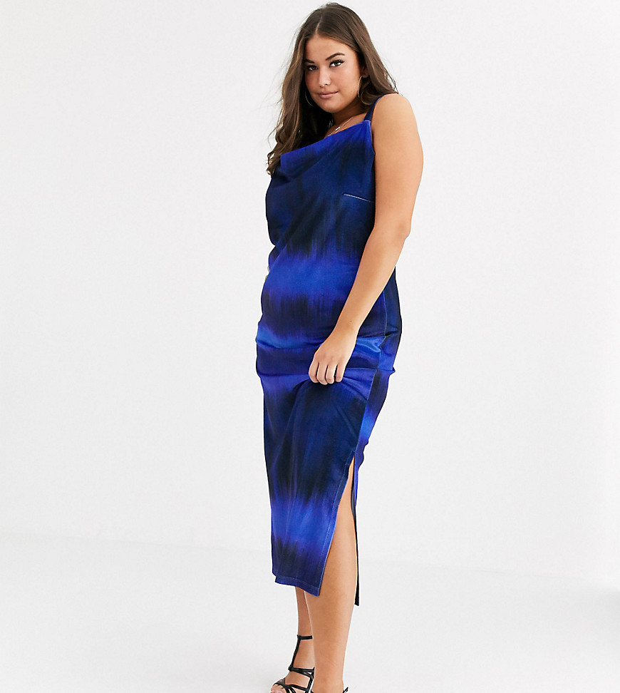 ASOS DESIGN Curve - Fluwelen cami-jurk met vervaagde strepen-Multi
