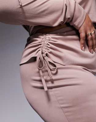 Asos Curve Asos Design Curve Fold Over Waist Fishtail Maxi Skirt With Side Ruching In Purple