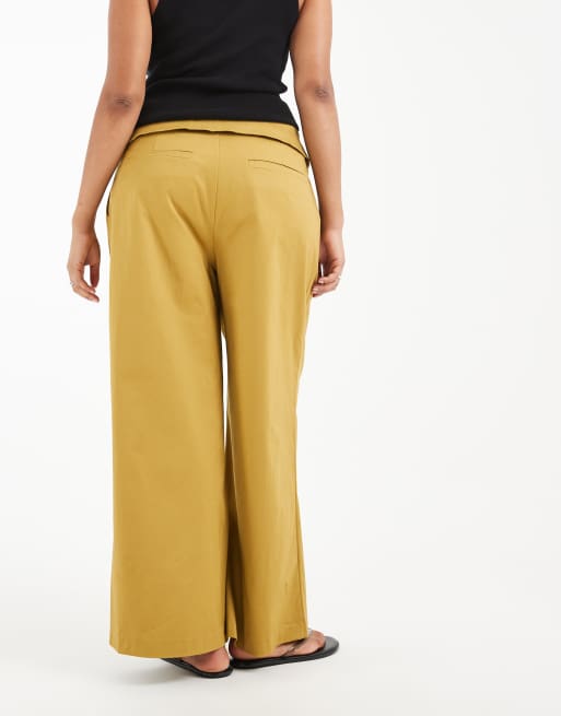 ASOS DESIGN Curve fold over waist pants in dried tobacco, 3 of 5