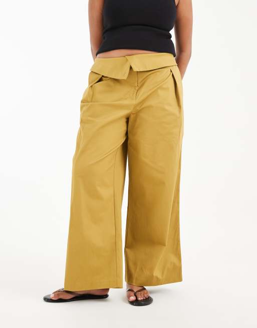 ASOS DESIGN Curve fold over waist pants in dried tobacco, 4 of 5