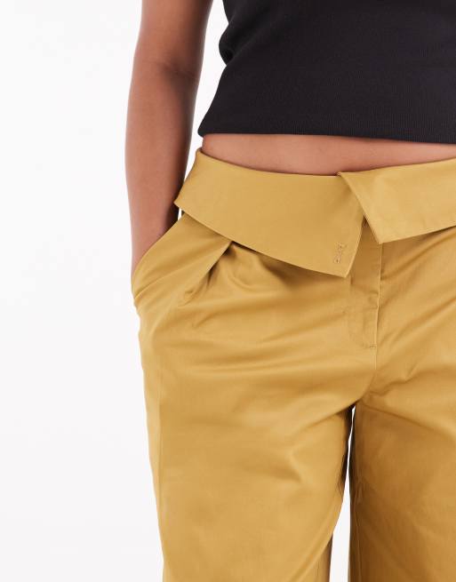 ASOS DESIGN Curve fold over waist pants in dried tobacco, 5 of 5